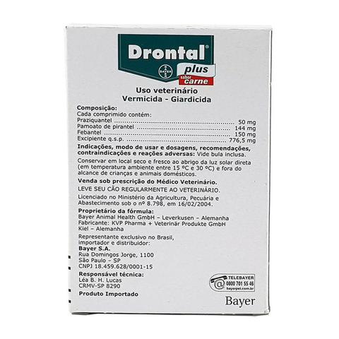 Imagem de Drontal Plus Carne Cães 10kg 4 comprimidos Bayer vermífugo cães