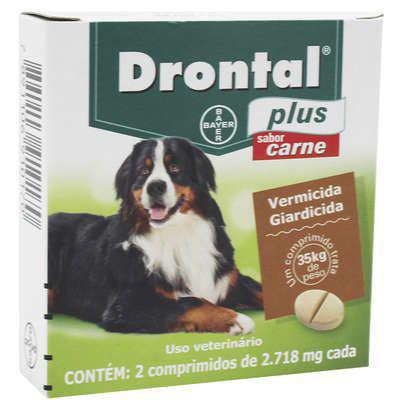 Imagem de Vermífugo Bayer Drontal Plus Sabor Carne Cães 35 Kg 2 Comprimidos