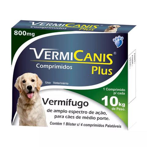 Imagem de Vermífugo Vermicanis Plus 800mg para Cães até 10kg - 4 Comprimidos