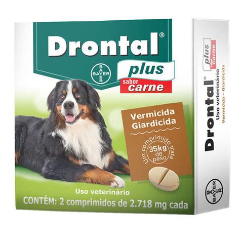 Imagem de Vermífugo Drontal Plus Sabor Carne 35kg com 2 Comprimidos