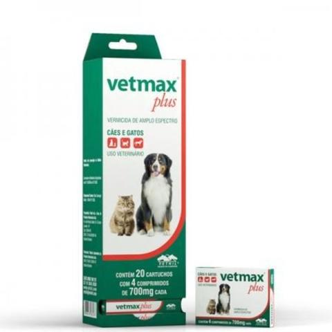 Imagem de Vetmax plus 20 cartuchos com 4 comprimidos cada vermifugo vetnil