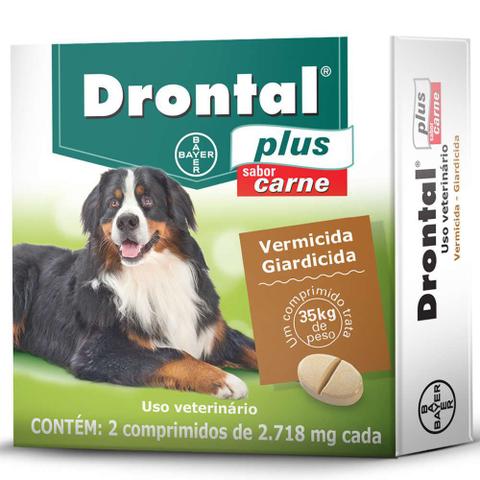 Imagem de Drontal plus caes 35 kg com 02 comprimidos carne