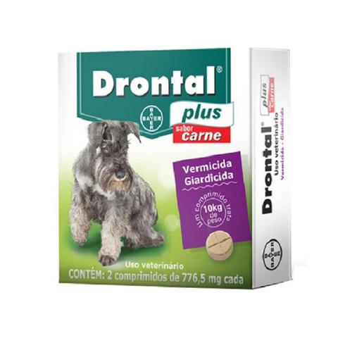 Imagem de DRONTAL PLUS - para Cães até 10kg cx com 2 comprimidos sabor carne - Bayer